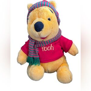 Winnie the Pooh Holiday Plush Toy with Red and Green Scarf